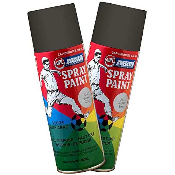 Abro SP-Z1-317 MULTIPURPOSE COLOUR SPRAY PAINT CAN FOR CARS AND BIKES (400ML, SUPER ZINC, 2 PCS) - Image 1
